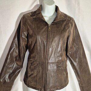 KC Collections dark brown faux leather jacket in size Medium